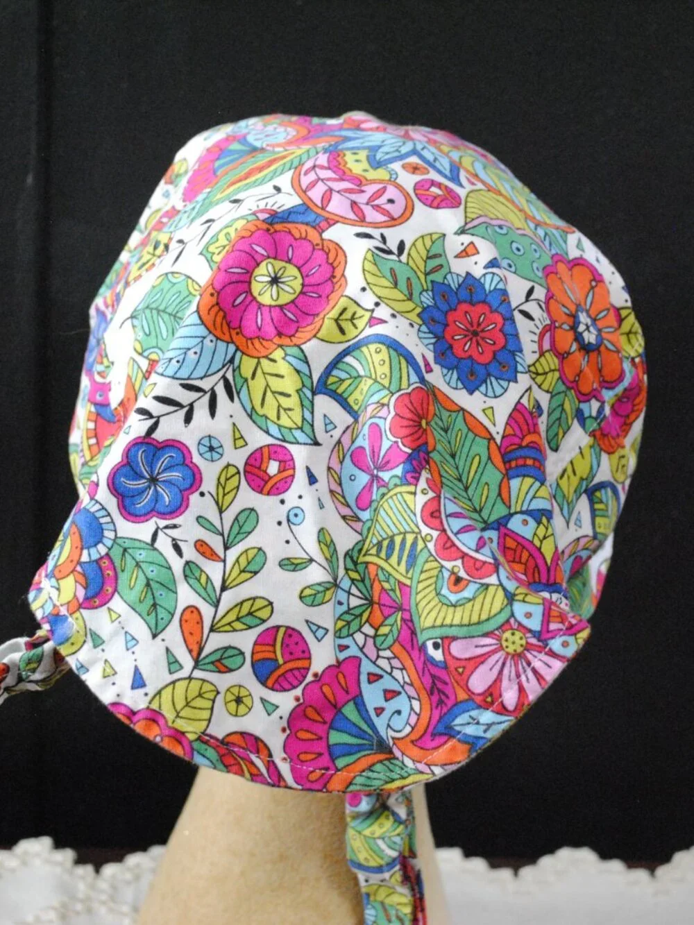 Handmade Multicolored Floral Surgery Medical Bouffant Scrub Hat